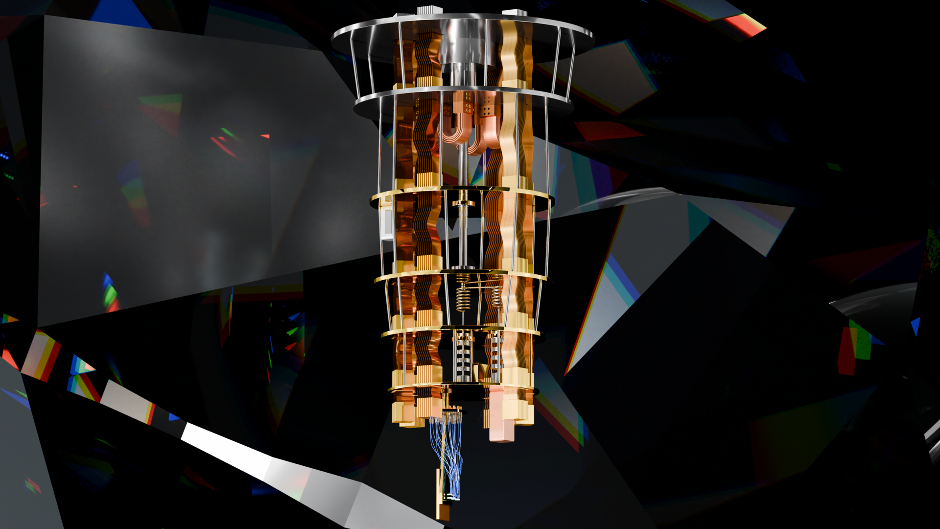 A dilution refrigerator assembly, the cooling hardware superconducting qubits require